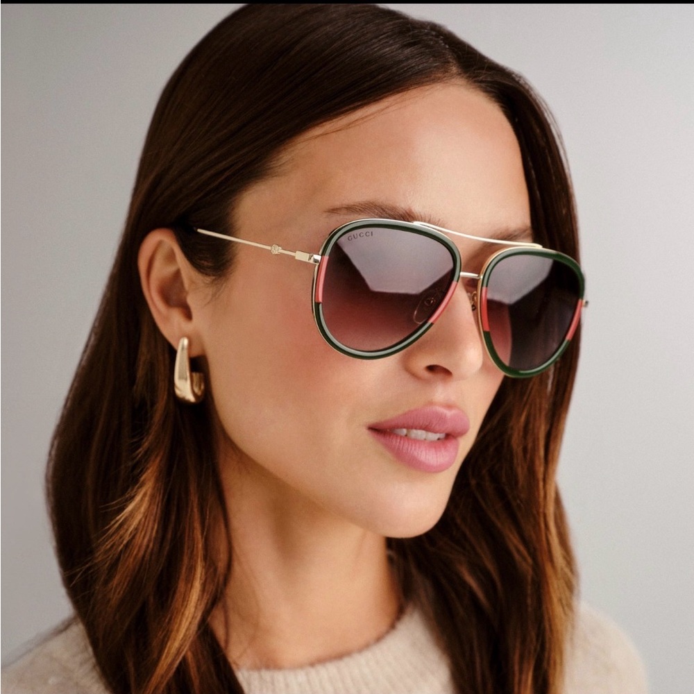 Gucci unisex square aviator / pilot-style sunglasses